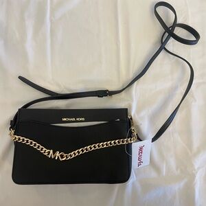 NWT Michael Kors Black Crossbody with Gold Chain